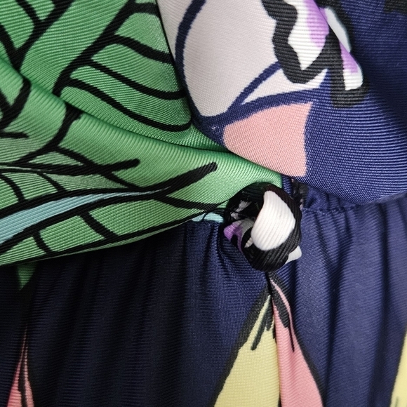 Sandiva jumpsuit strapless floral wide legs romper navy blue womens size XS - Picture 4 of 9